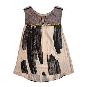 Floreat Anthropologie Blouse Women 6 Western Fringe Aztec Tribal Boho Chic Tunic